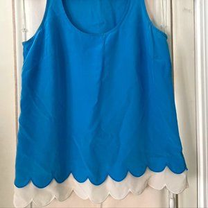 Lilly Pulitzer Carolina Blue Scalloped Hem Tank